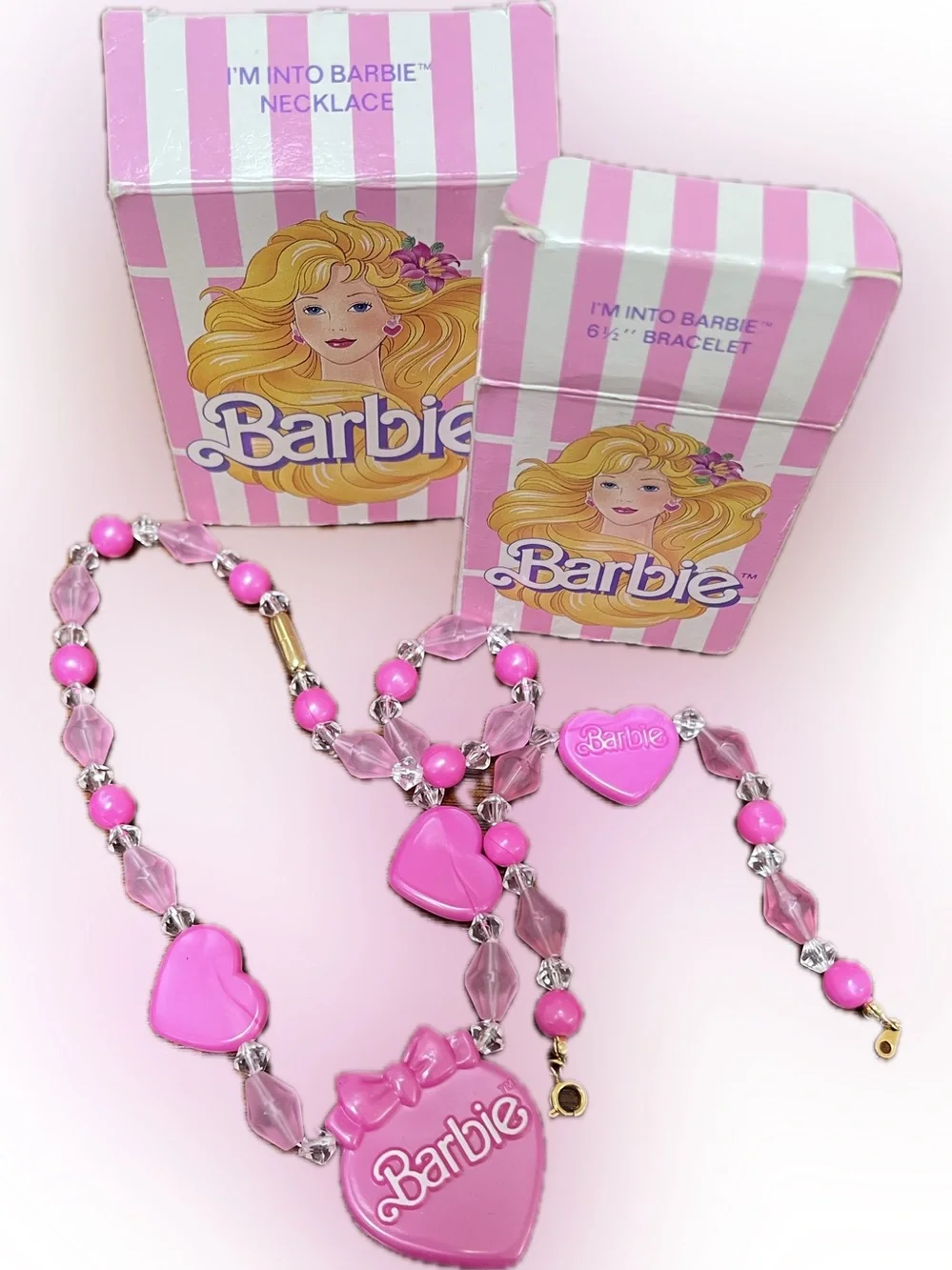 Avon “I’m Into Barbie” Necklace & Bracelet c1989 vintage w/boxes 80s 90s